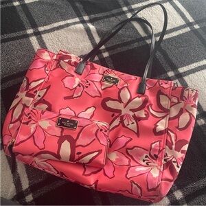 BUNDLE rare pink lily tote bag and wallet